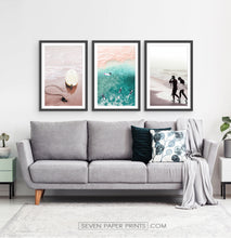 Load image into Gallery viewer, Living room coastal decor. Surfers framed wall art
