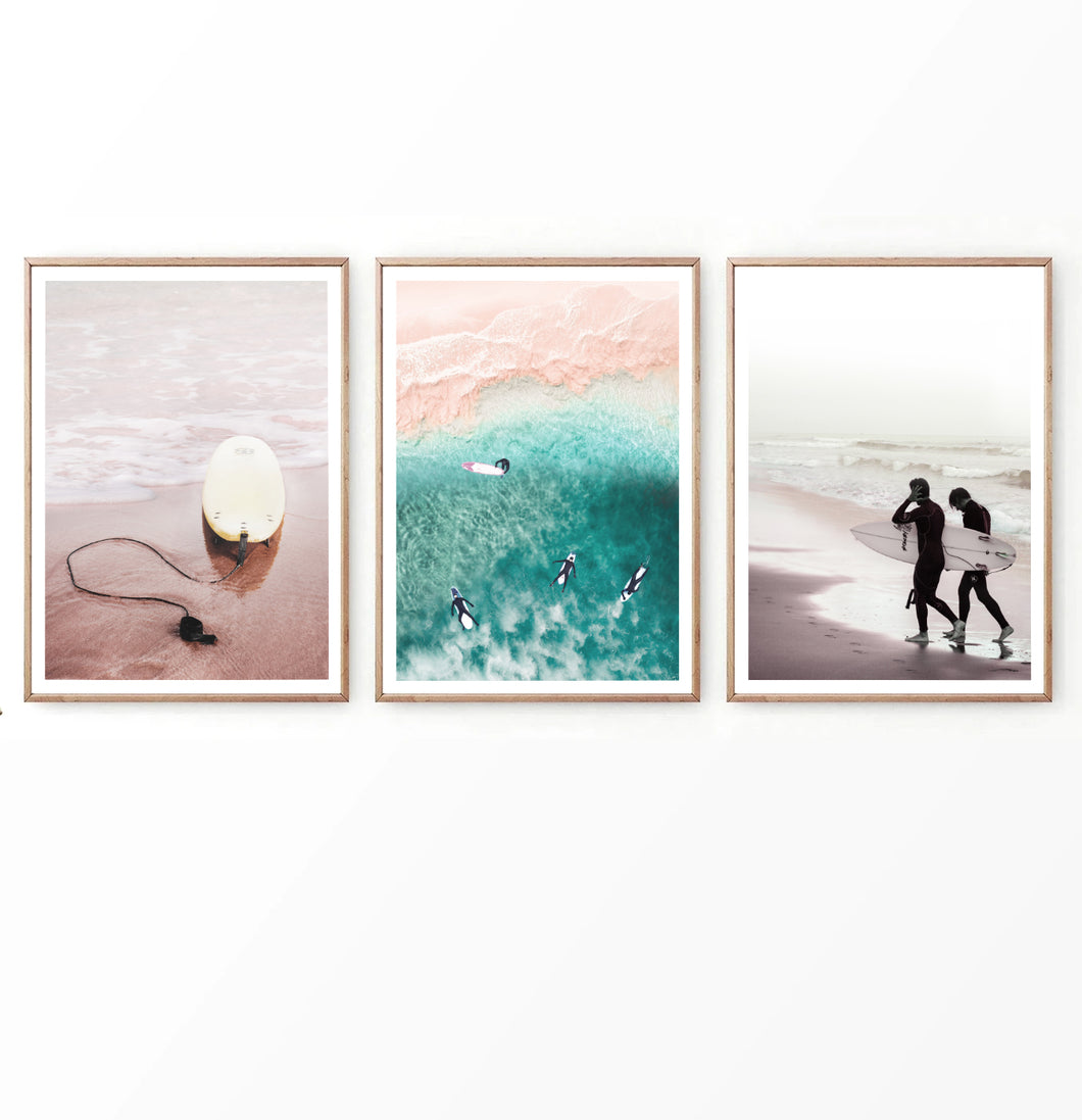 Couple surfing. Large 3 piece poster by Tanya Shumkina