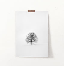 Load image into Gallery viewer, Tree On Snowy Field Black And White Photo Art
