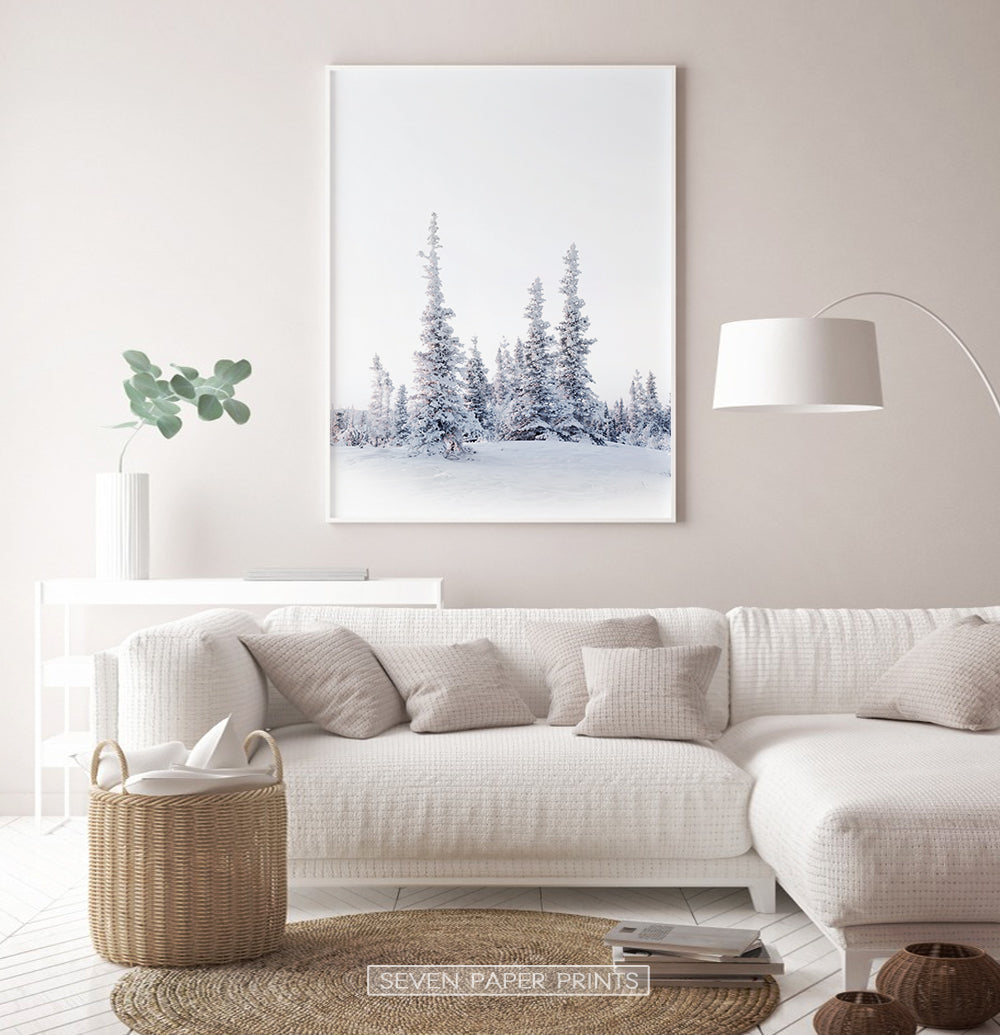 White-framed in the living room with white sofa