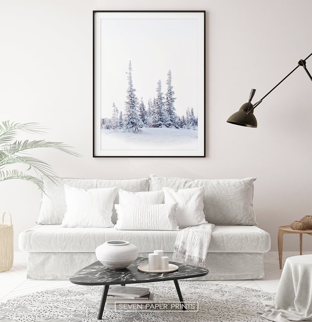 Black-framed with white sofa