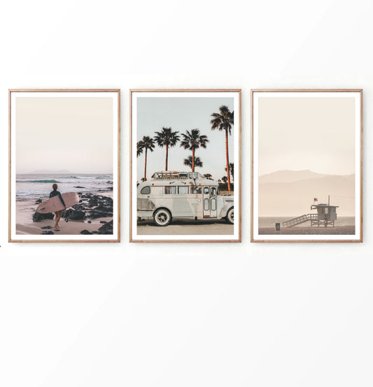 Beige California Surfing Prints by Tanya Shumkina