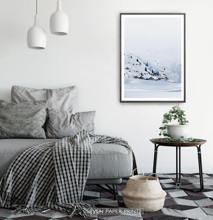 Black-framed in a white&gray bedroom