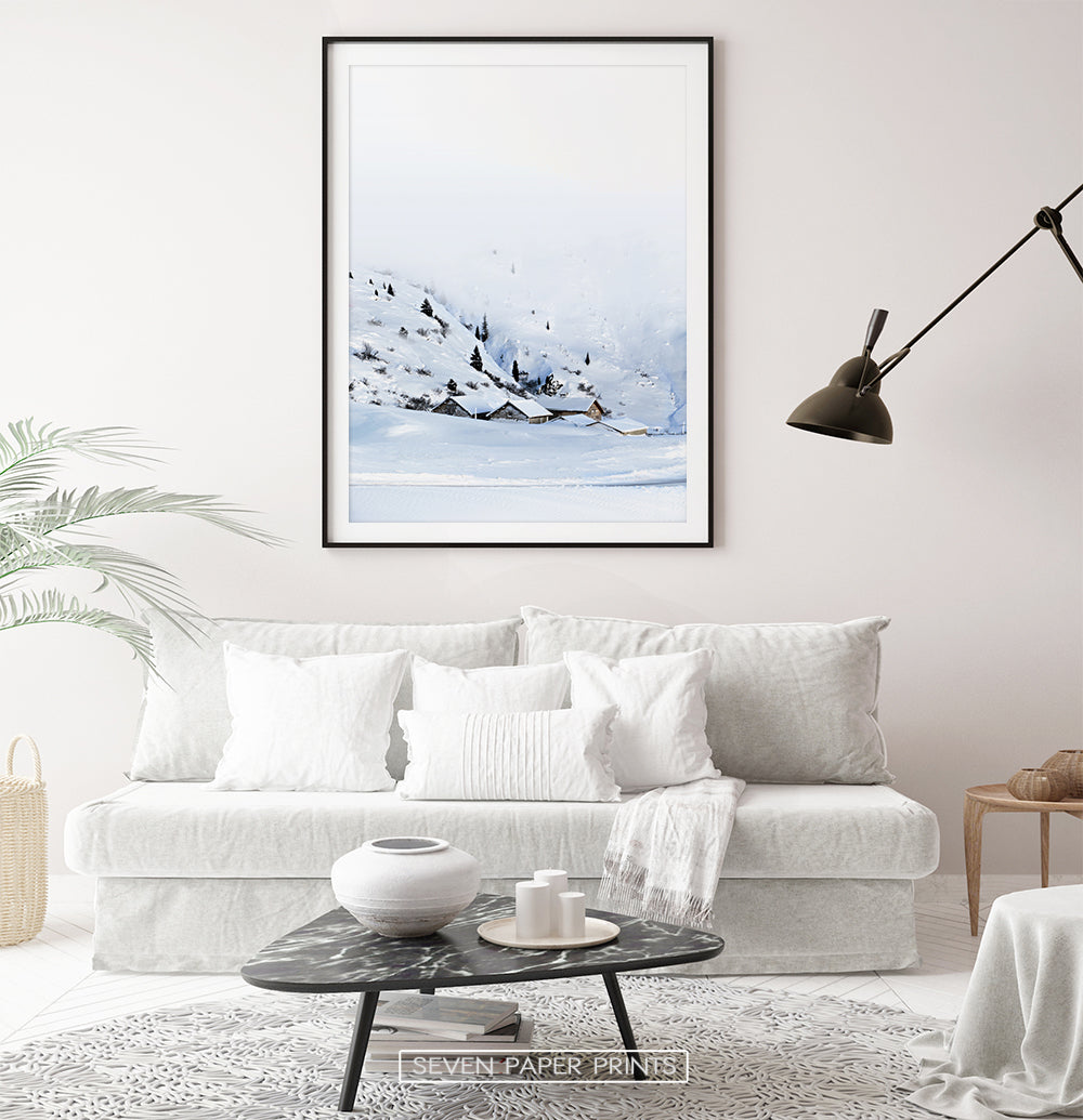 Black-framed with white sofa