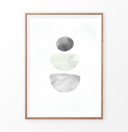 Scandinavian Abstract Art Print. Gray and Green