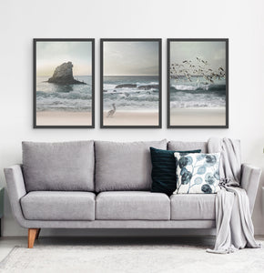 Three framed prints with a stormy ocean landscape 3
