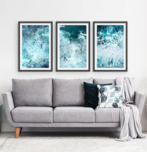 Load image into Gallery viewer, Three detailed arial ocean waves photos in dark frames

