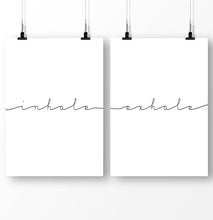 Load image into Gallery viewer, Minimalist wall art, Printable Set of 2 Posters for Pilates Motivation, Yoga Inspirational Simple Quote Wall Art, inhale-exhale text quote

