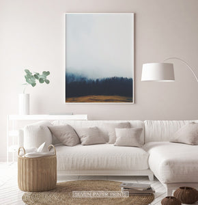 Foggy Pine Forest On Sandy Earth Photo Print