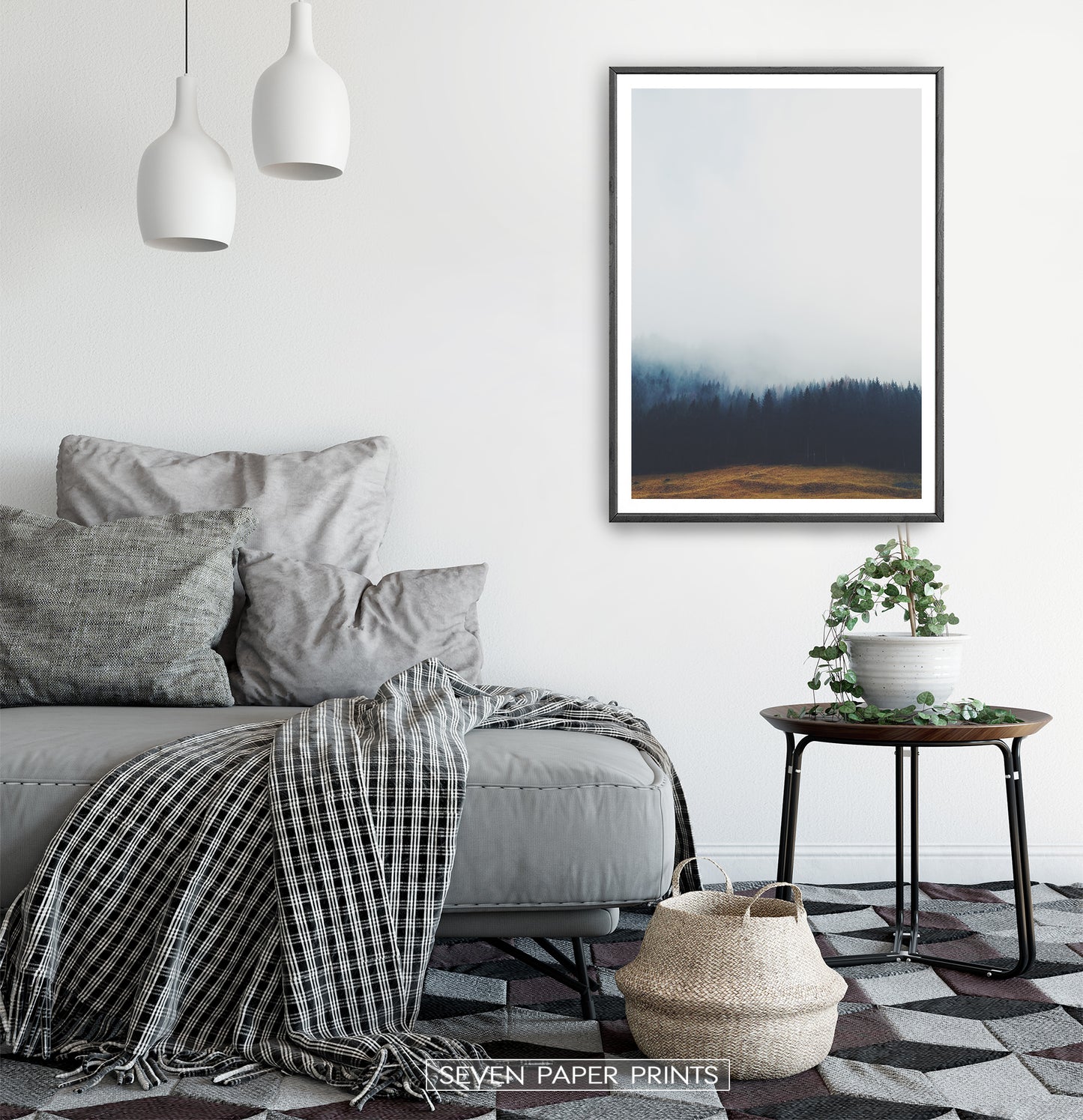 Foggy Pine Forest On Sandy Earth Photo Print