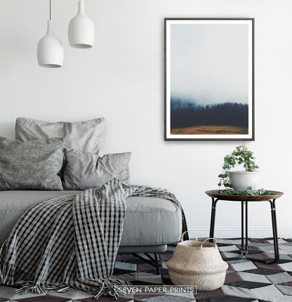 Foggy Pine Forest On Sandy Earth Photo Print