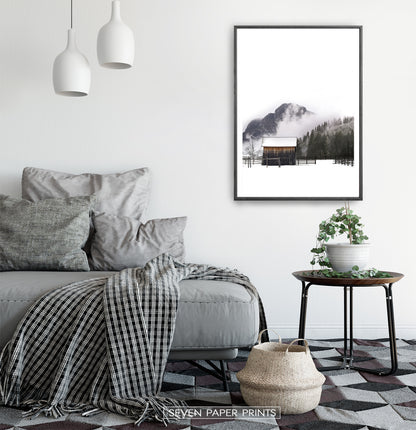 Black-framed in a white&gray bedroom