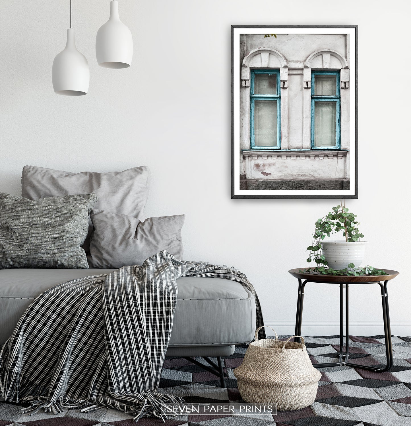 Old Blue Wooden Windows Historical Architecture Art Photo
