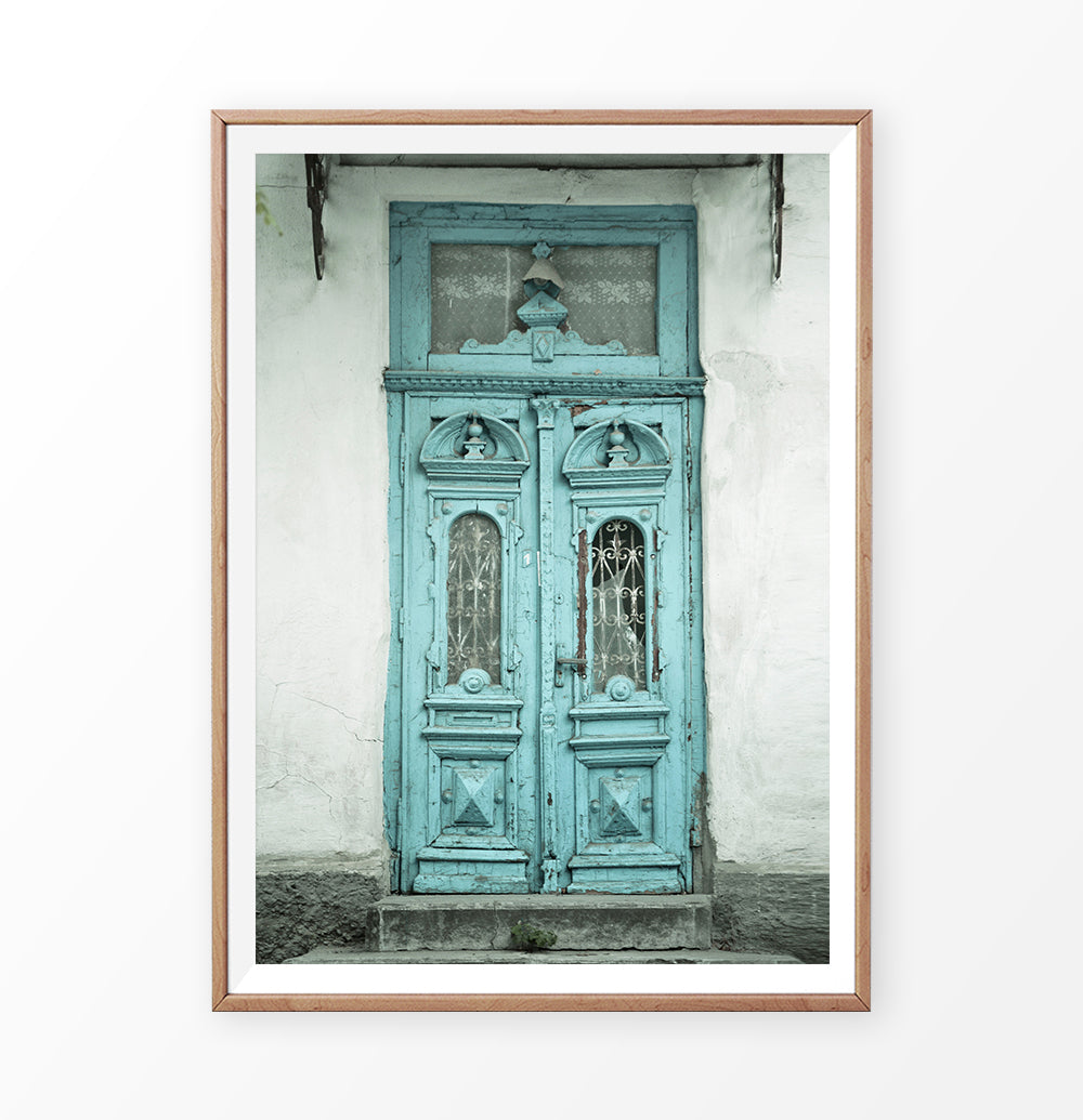 Vintage Wall Art With Blue Door Photography