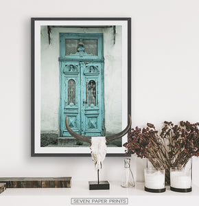 Vintage Wall Art With Blue Door Photography