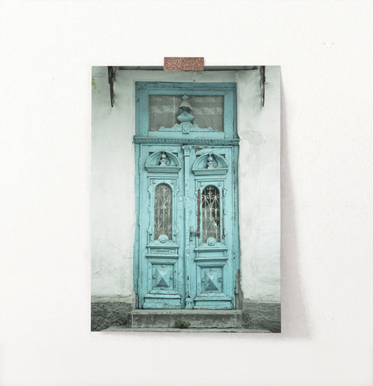Vintage Wall Art With Blue Door Photography