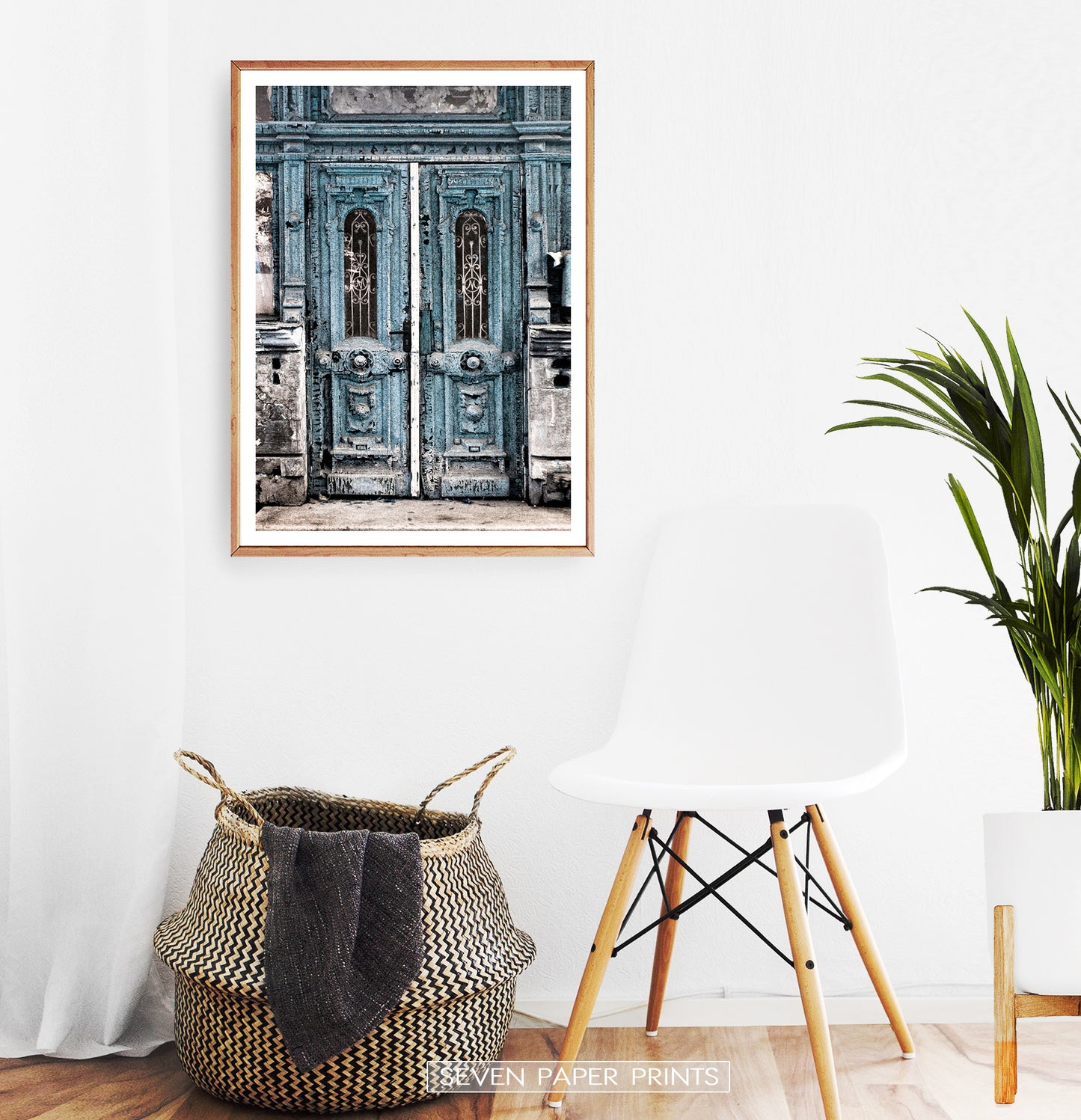 Modern Street Wall Art With Old Blue Vintage Door Print