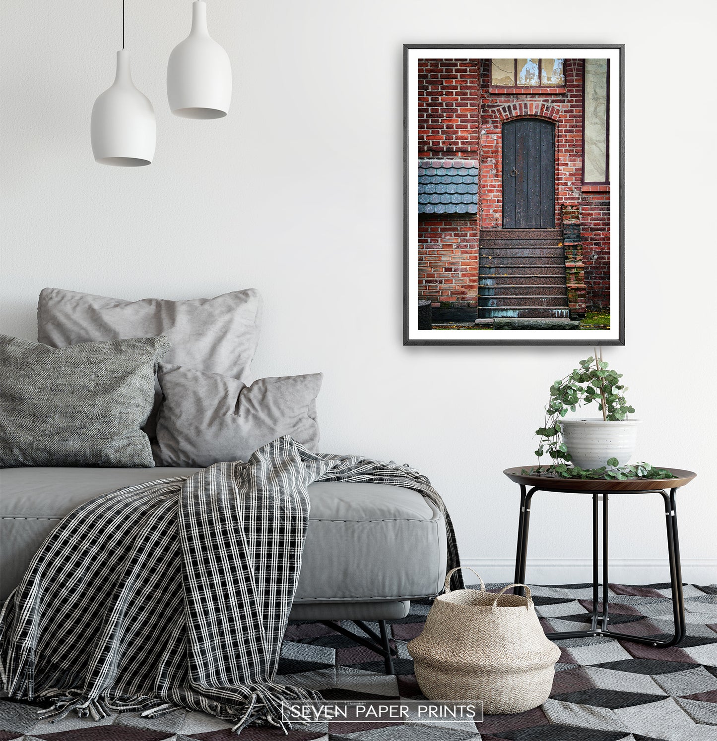Brick House Door Granite Stairs Tiled Roof Photo Print