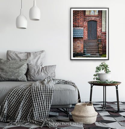 Brick House Door Granite Stairs Tiled Roof Photo Print