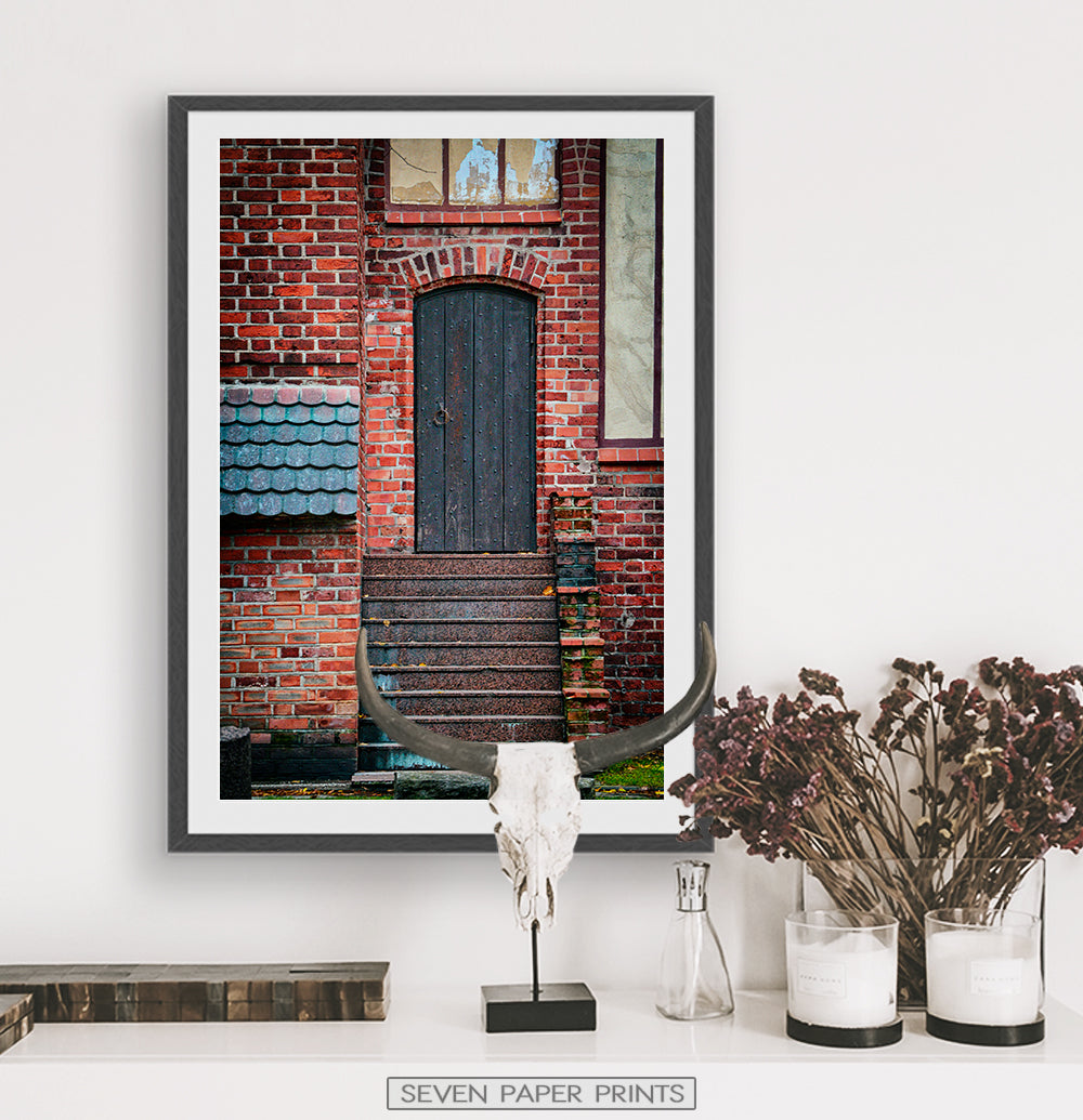 Brick House Door Granite Stairs Tiled Roof Photo Print