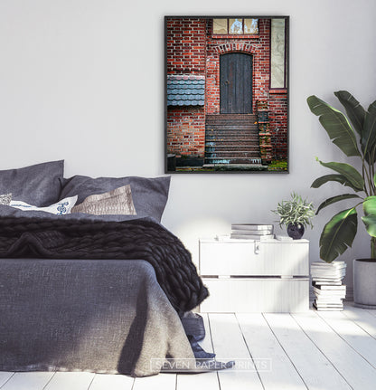 Brick House Door Granite Stairs Tiled Roof Photo Print