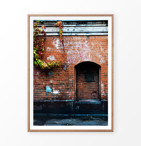 Red Wall Old Historical Town Facade Photography Poster