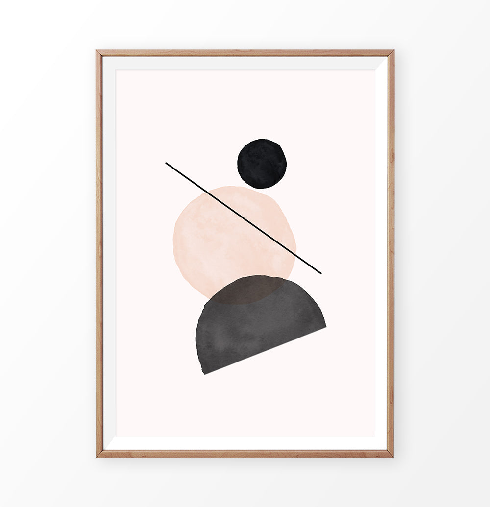 Geometric Shapes Poster In Terracotta and Black