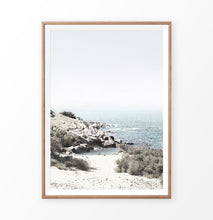Load image into Gallery viewer, Greece Coastal Print. Naxos Island Landscape. Rocks and Teal Ocean

