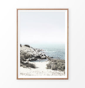 Greece Coastal Print. Naxos Island Landscape. Rocks and Teal Ocean