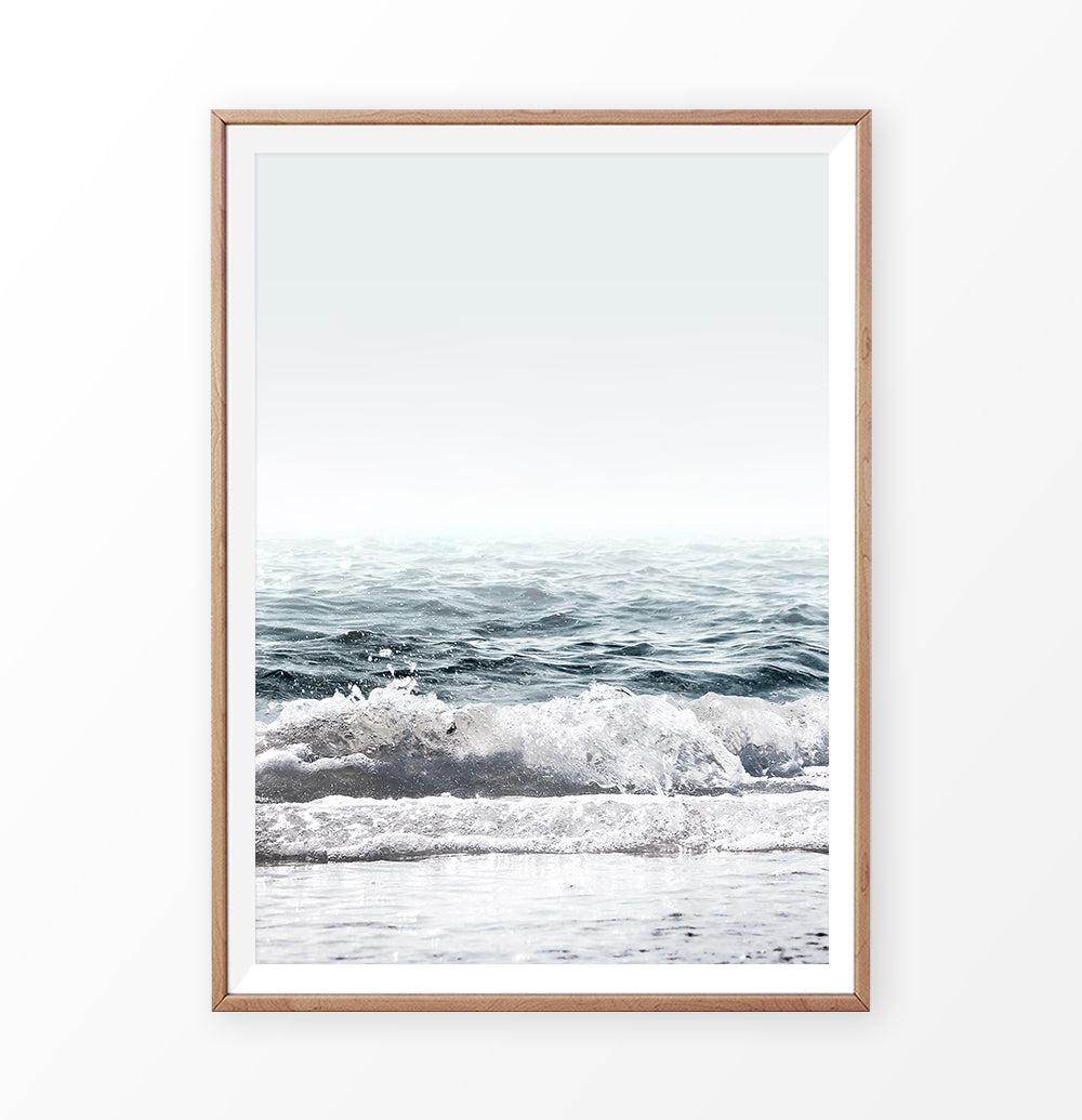 Navy Blue Sea Waves Wall Art Print