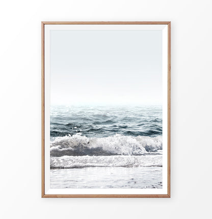 Navy Blue Sea Waves Wall Art Print