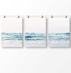 Blue Sea Water Set of 3 Coastal Prints