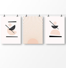 Load image into Gallery viewer, Sun Art in Neutral Soft Colors, Boho Minimalist Wall Art Set of 3
