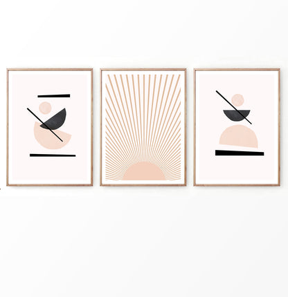 Rising Sun Wall Art Set of 3