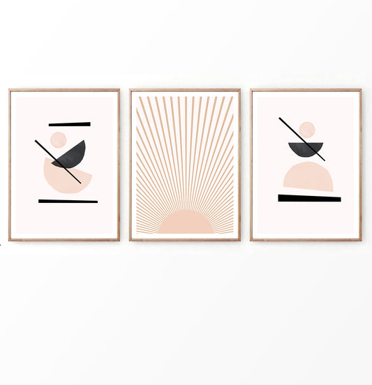 Rising Sun Wall Art Set of 3