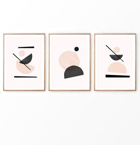 Mid century modern art print Set of 3