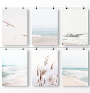 Pastel Beach Decor Set of Six Prints