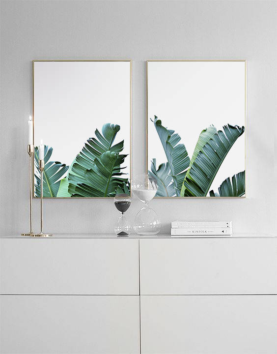 Green Banana Leaf Set of 2 Tropical Decor Prints