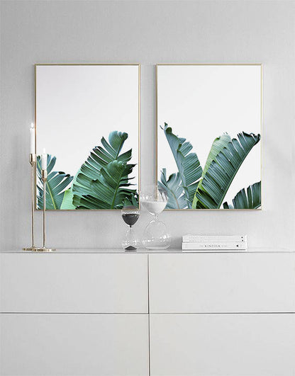 Green Banana Leaf Set of 2 Tropical Decor Prints
