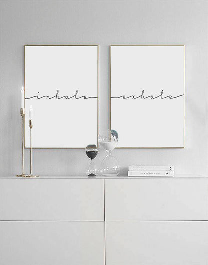 Inhale Exhale Set of 2 Inspirational Quote Text Prints