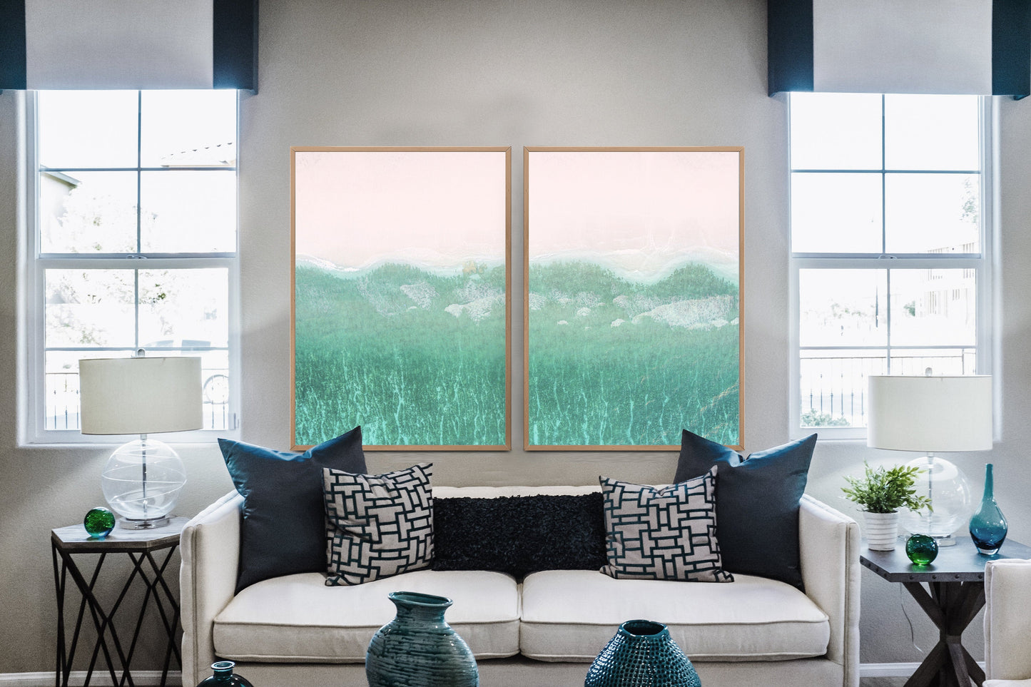 Aerial Ocean Turquoise Wave Set of 2 Prints