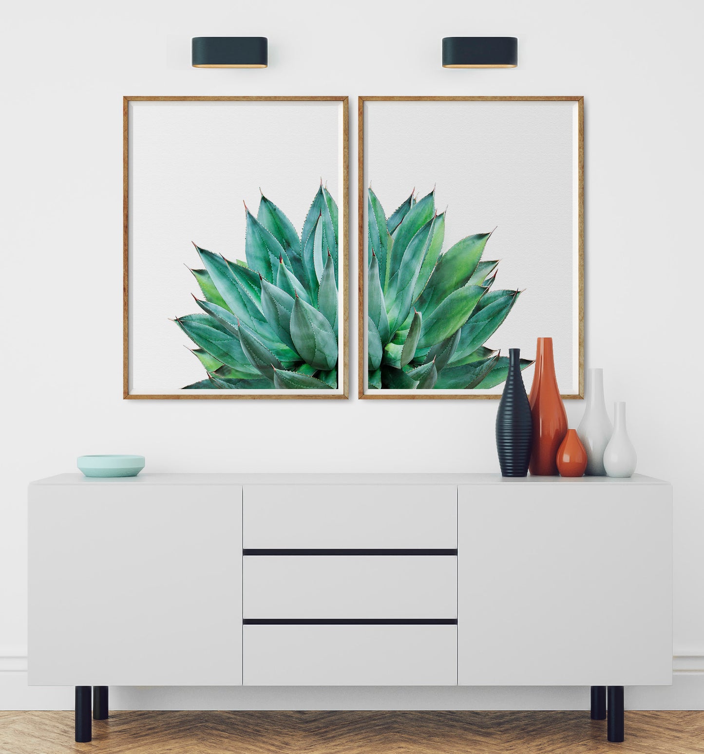 Succulent Print Set of 2 Botanical Cactus Wall Art