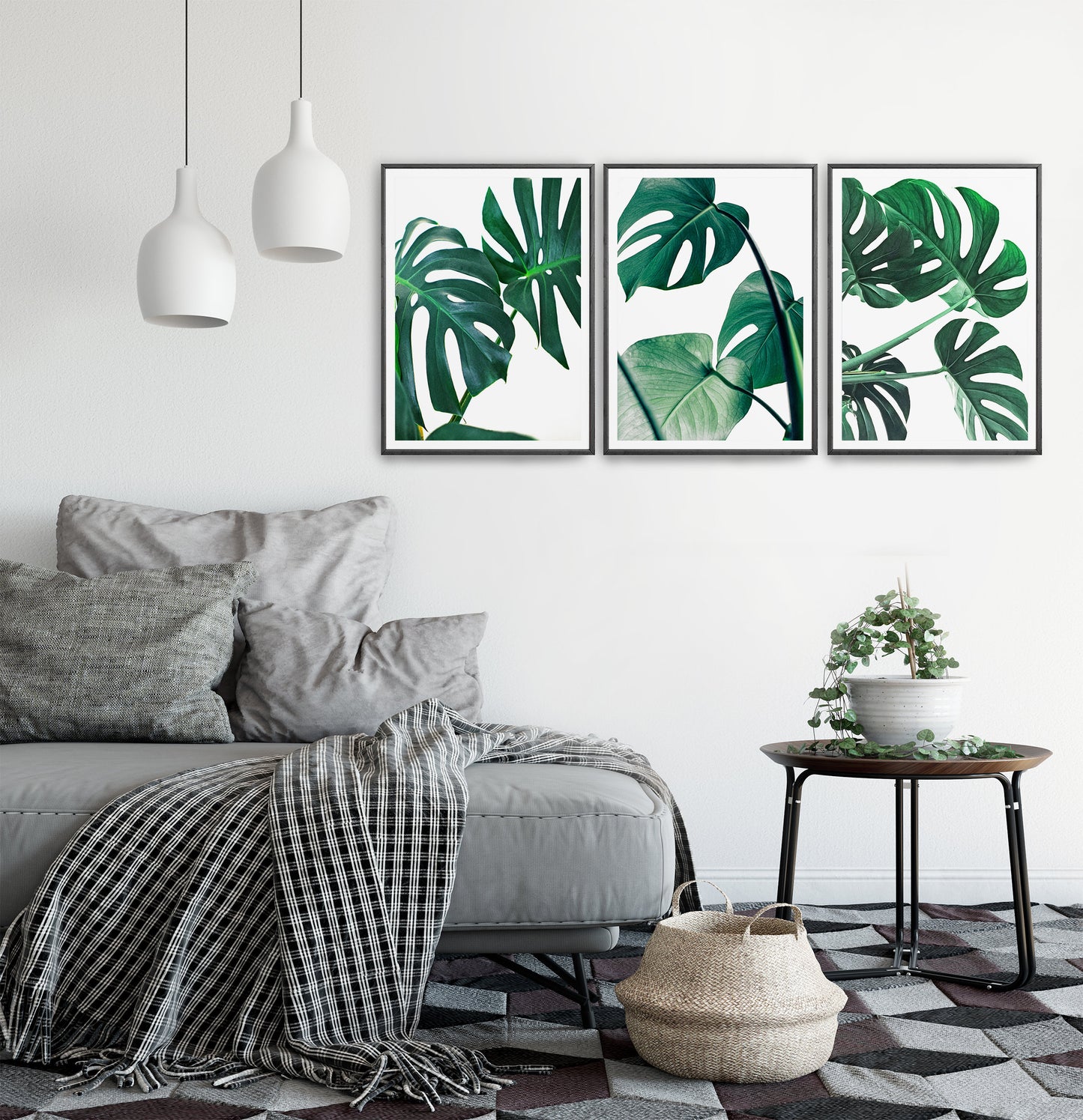 Monstera Green Leaves Set of 3 Deliciosa Prints