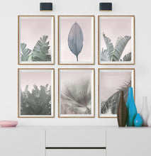 Load image into Gallery viewer, Blush Pink Tropical Leaves Set of 6 Six Digital Prints
