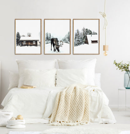 Moose Winter Forest Set of 3 Digital Prints