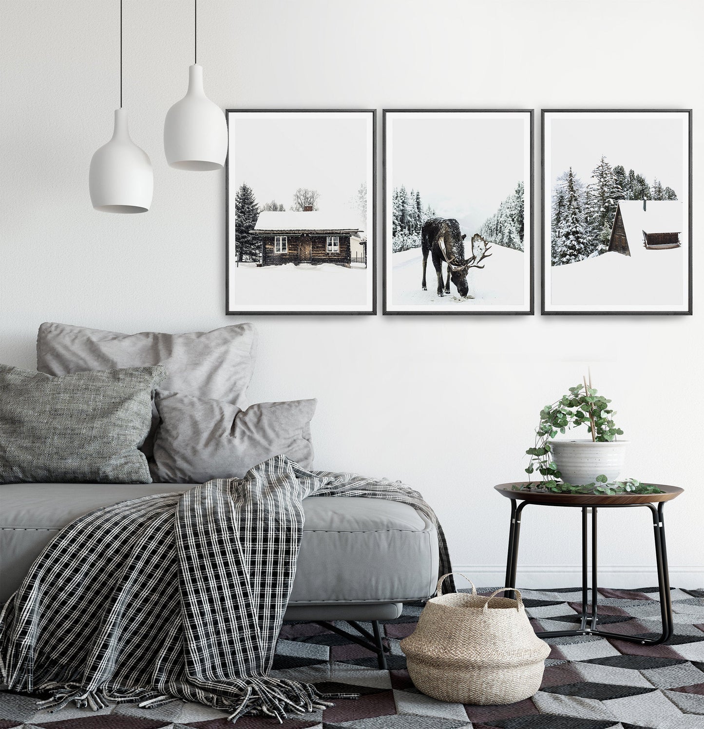 Moose Winter Forest Set of 3 Digital Prints