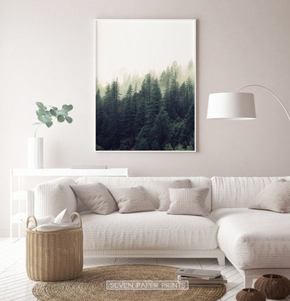 Mountain Forest Greenery Wall Art Set of 2 Prints