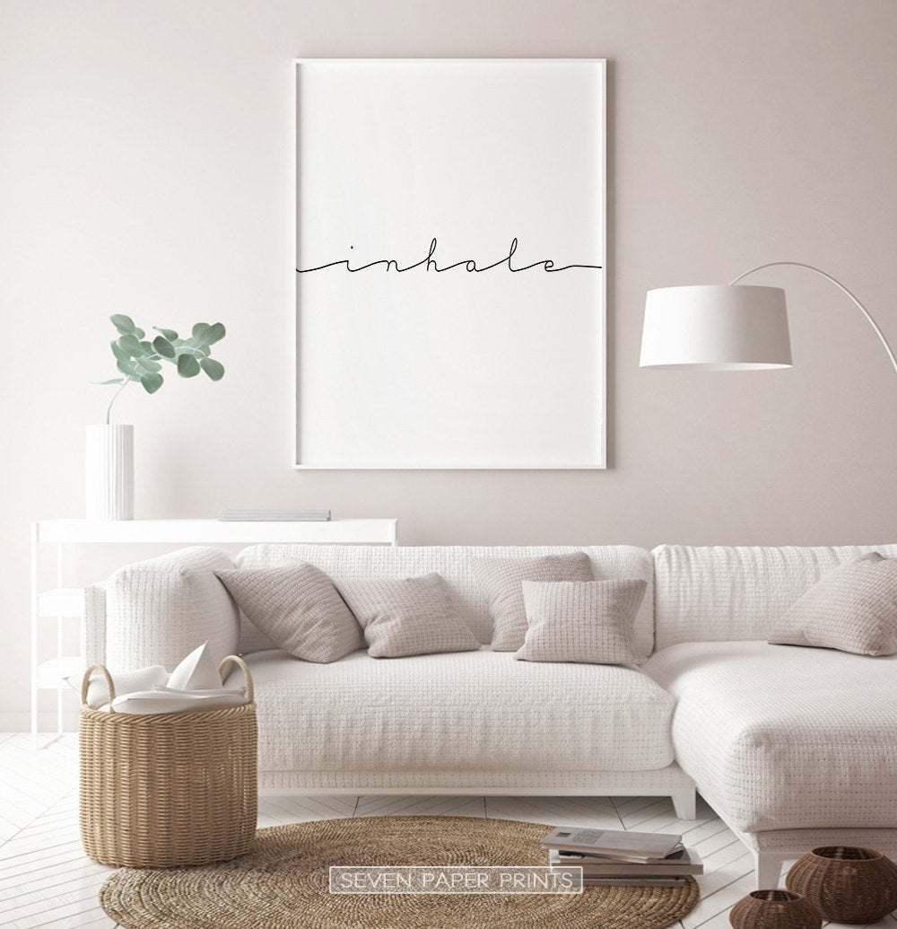 Inhale Exhale Set of 2 Inspirational Quote Text Prints