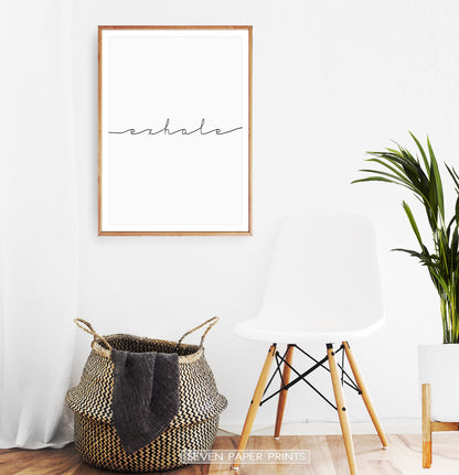 Inhale Exhale Set of 2 Inspirational Quote Text Prints