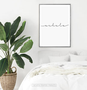 Inhale Exhale Set of 2 Inspirational Quote Text Prints